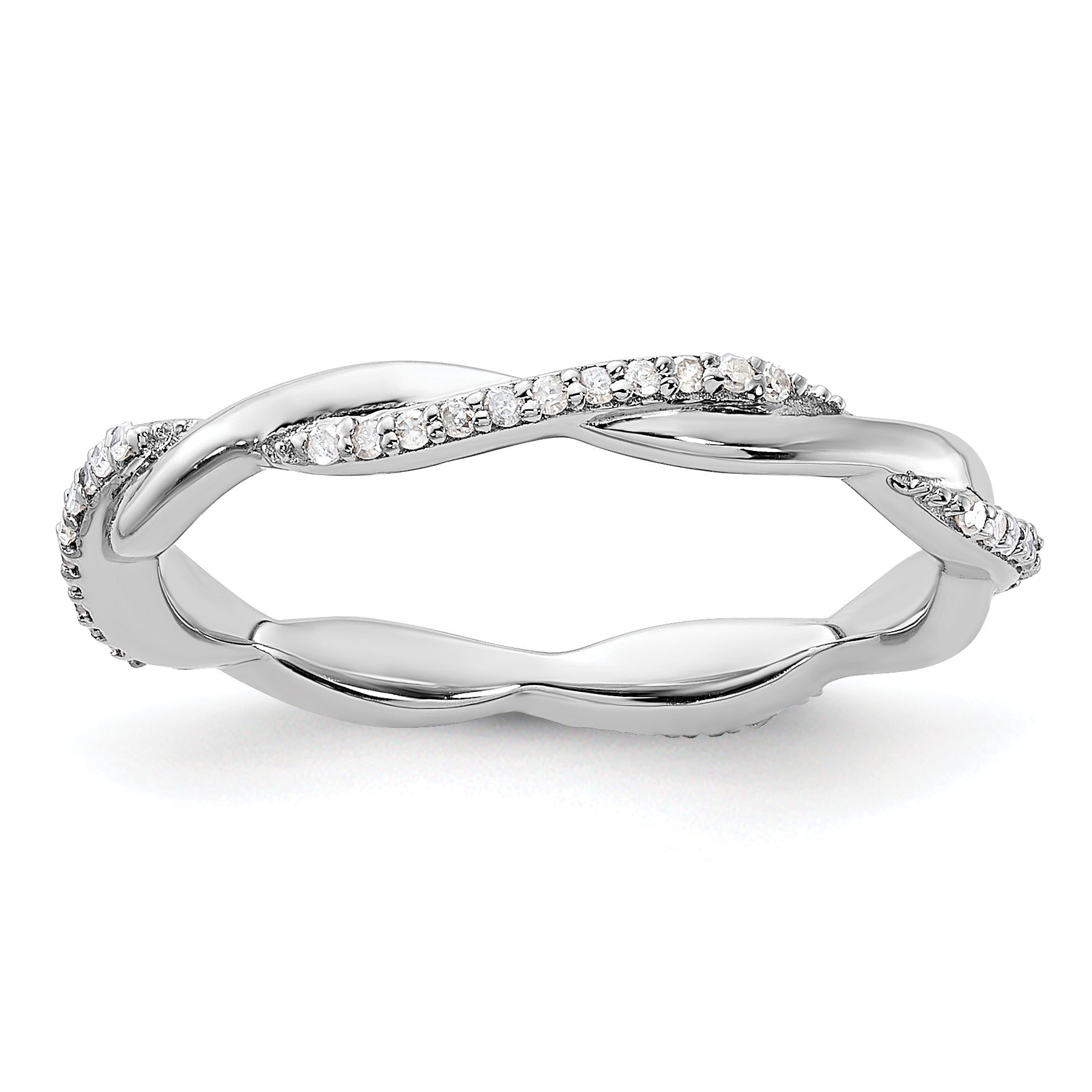 Sterling Silver Stackable Expressions Polished Diamond Ring Main image