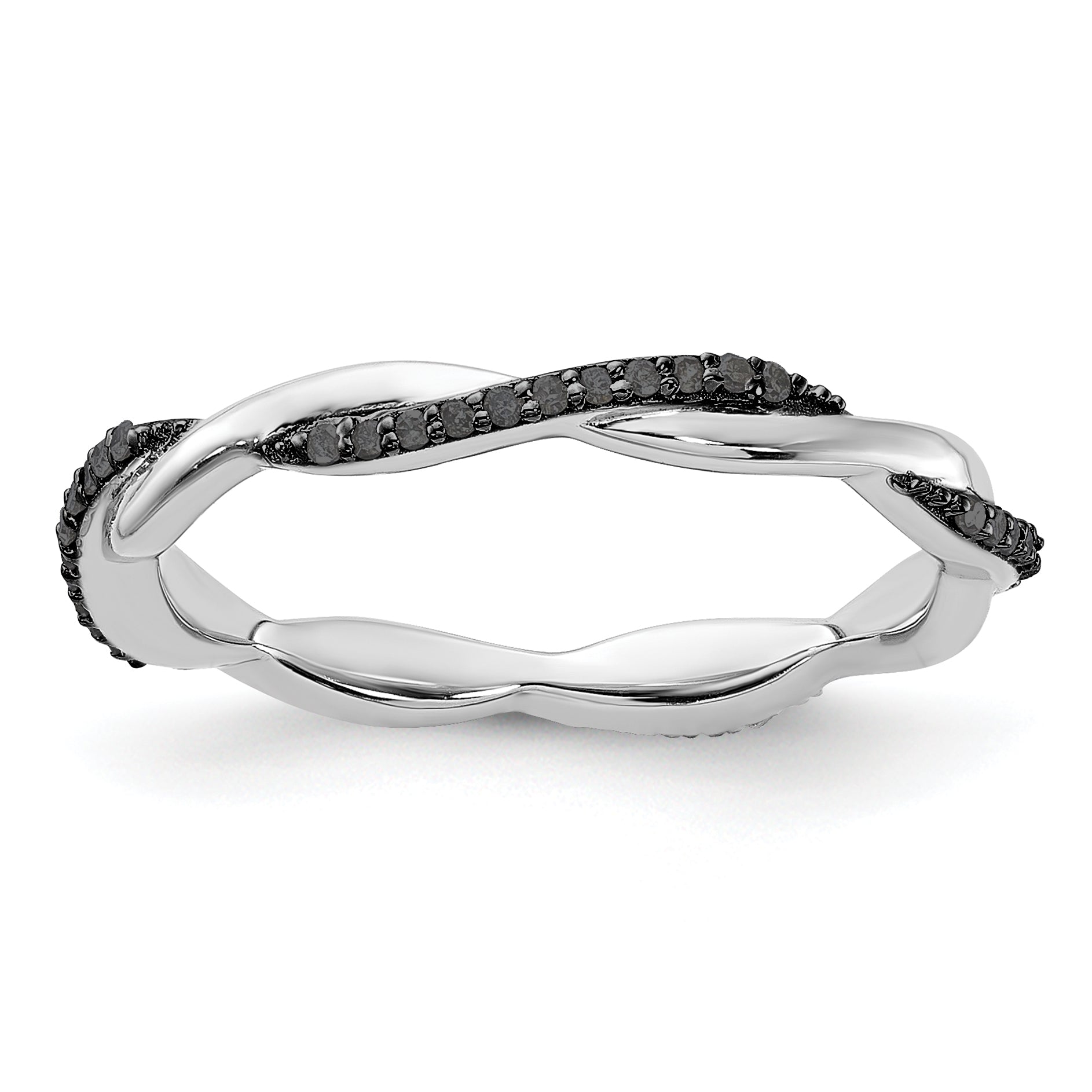 Sterling Silver Stackable Expressions Polished Black Diamond Ring Main image
