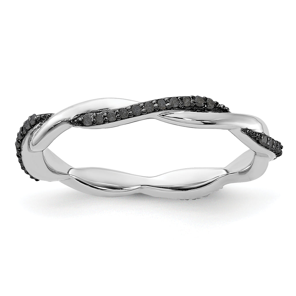 Sterling Silver Stackable Expressions Polished Black Diamond Ring
