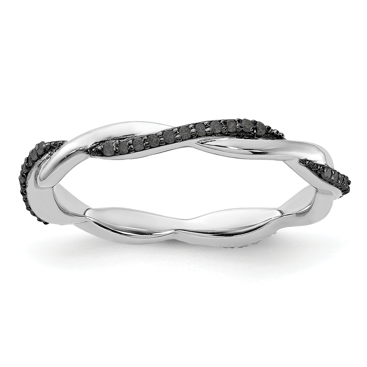 Sterling Silver Stackable Expressions Polished Black Diamond Ring