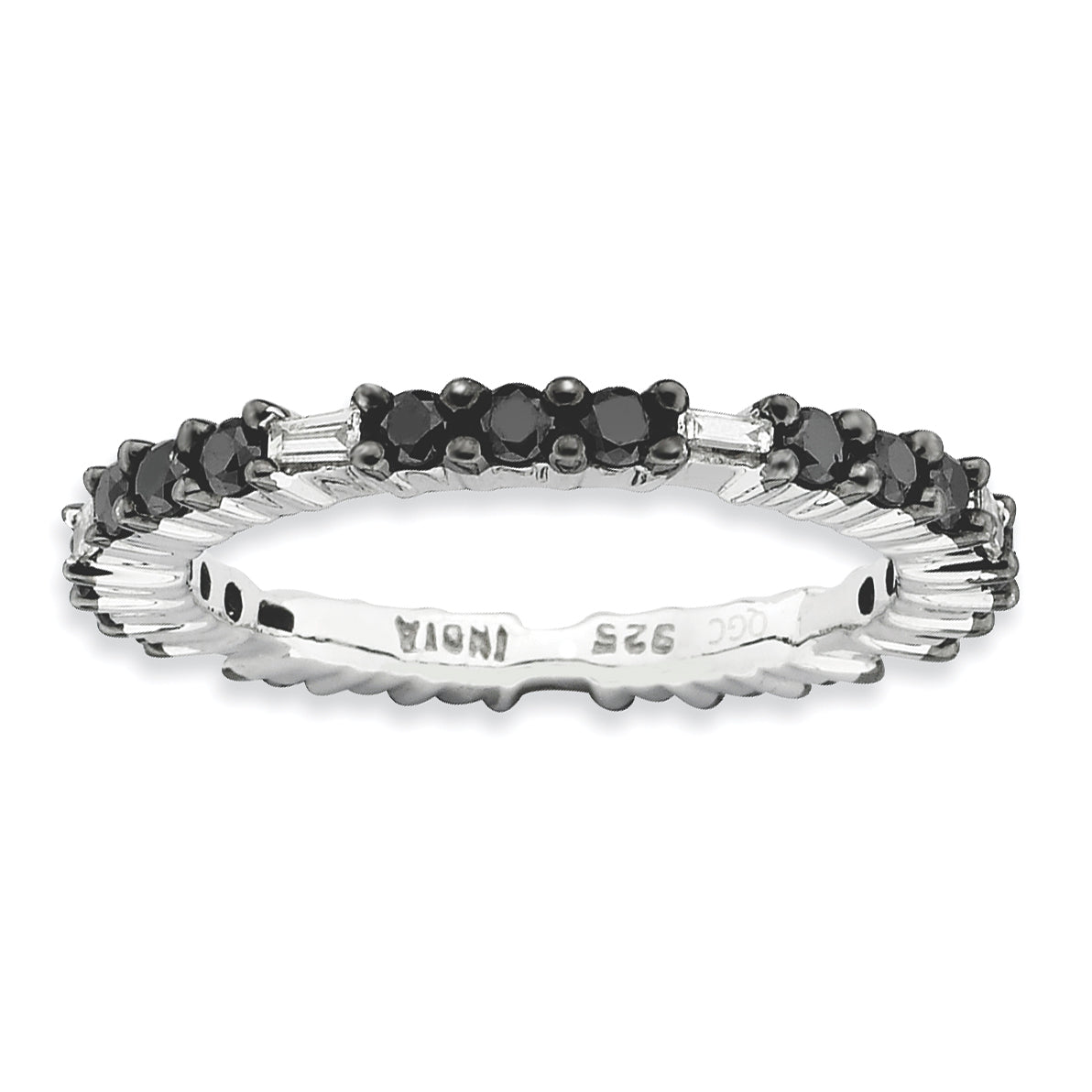 Sterling Silver Stackable Expressions Polished Black Diamond Ring Main image