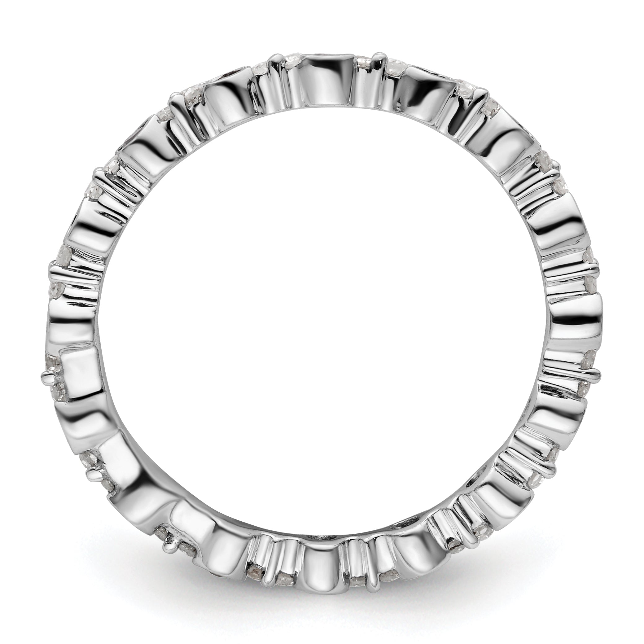 Sterling Silver Stackable Expressions Polished Black/White Dia Ring Secondary image