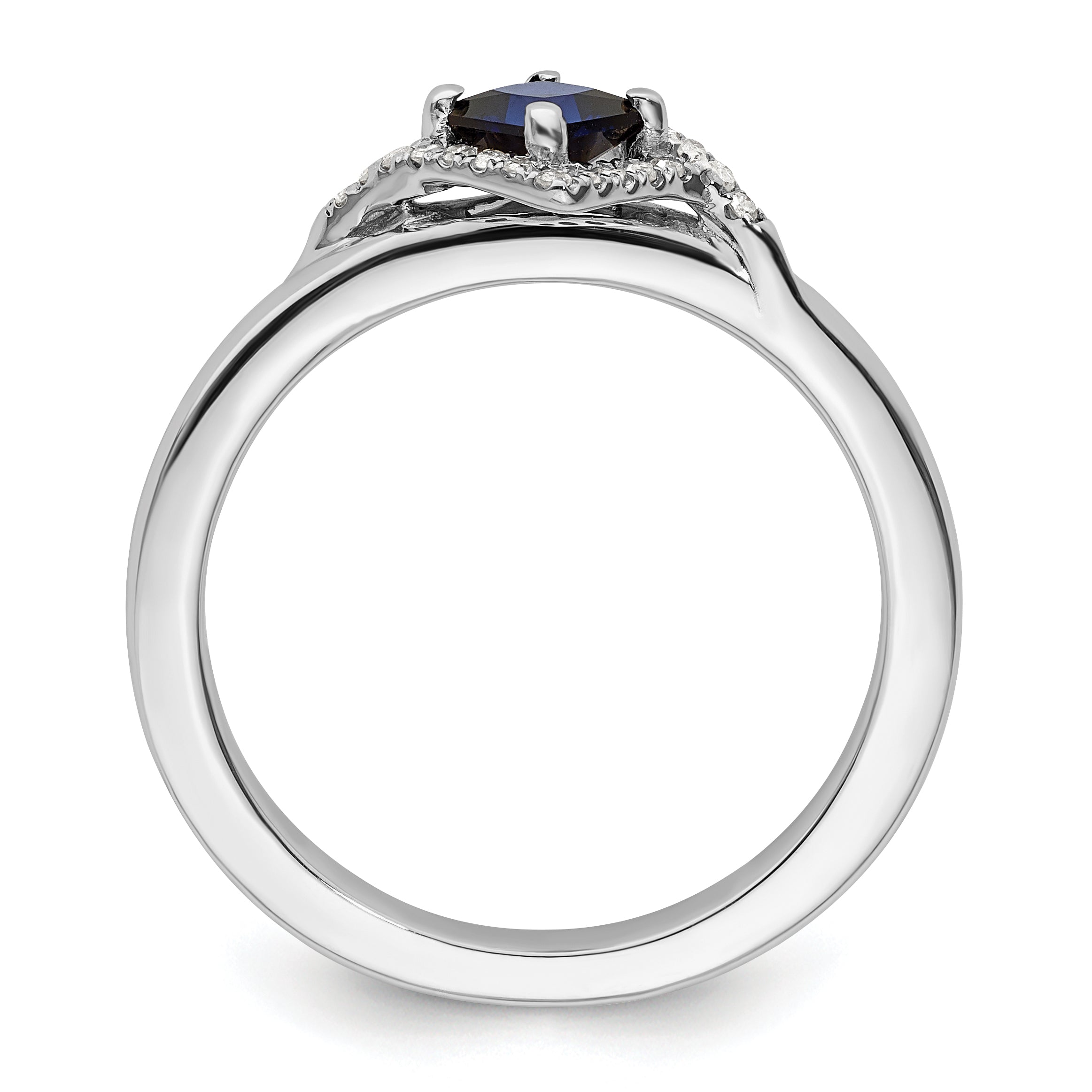 Sterling Silver Stackable Expressions Polished Cr. Sapphire & Dia Ring Secondary image