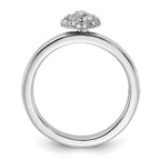 Sterling Silver Stackable Expressions Polished Diamond Heart Lock Ring