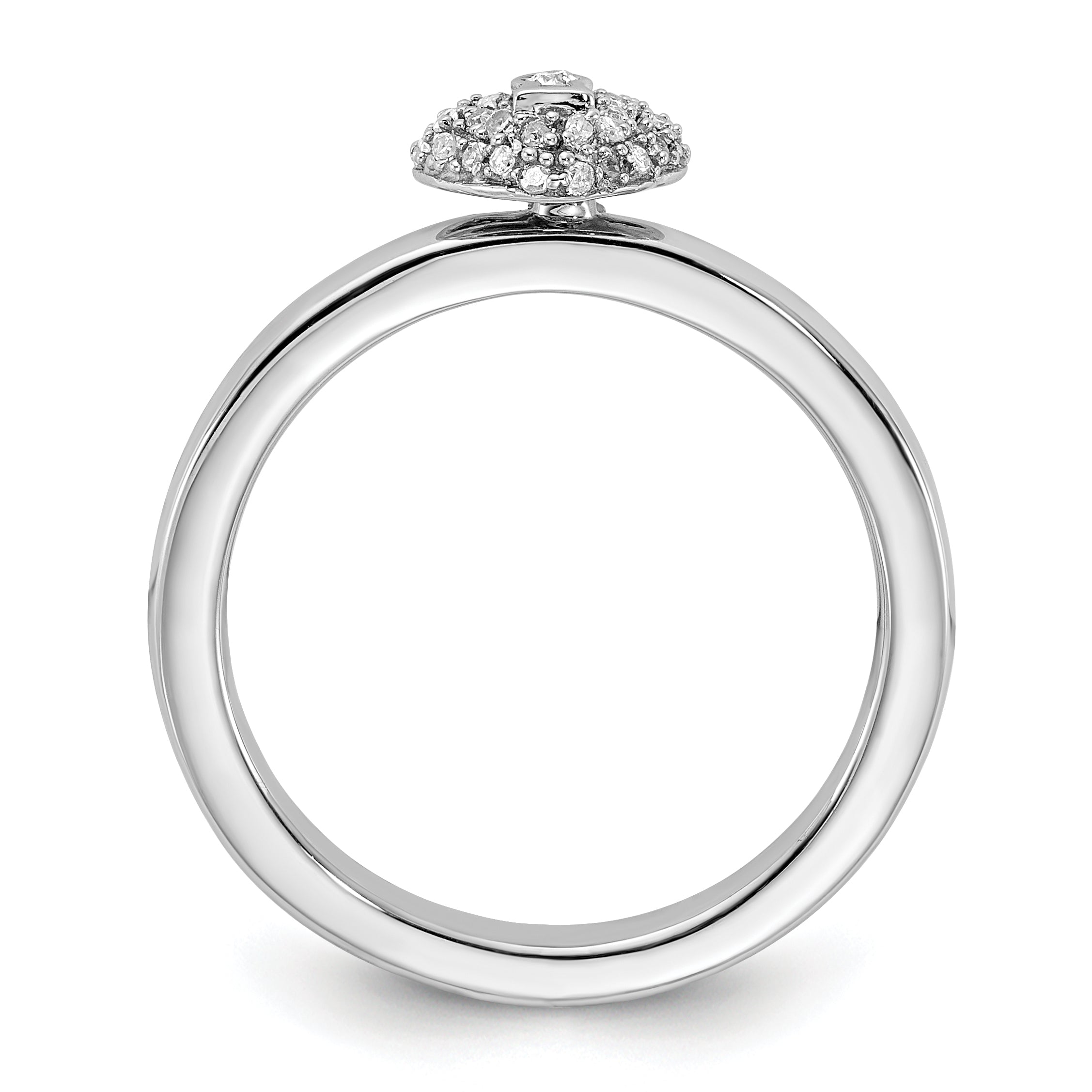 Sterling Silver Stackable Expressions Polished Diamond Heart Lock Ring