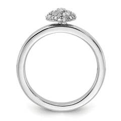 Sterling Silver Stackable Expressions Polished Diamond Heart Lock Ring