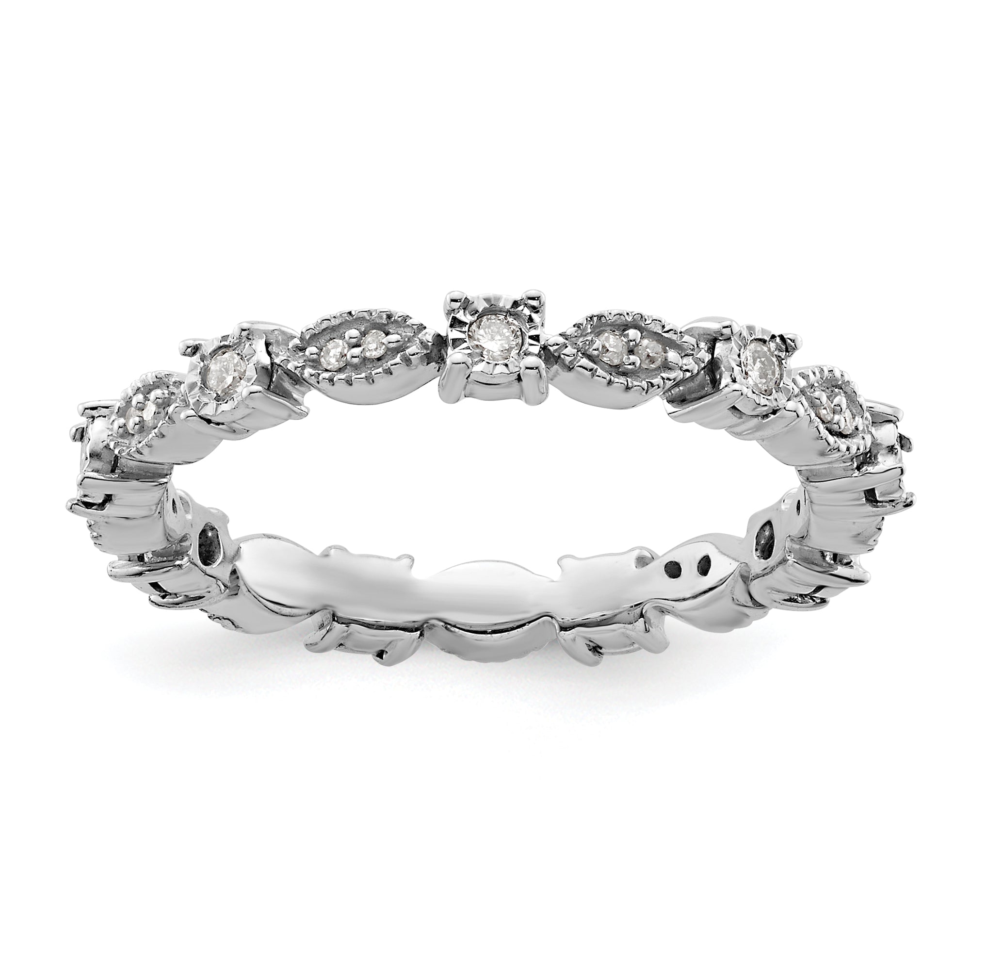 Sterling Silver Stackable Expressions Polished Diamond Ring Main image