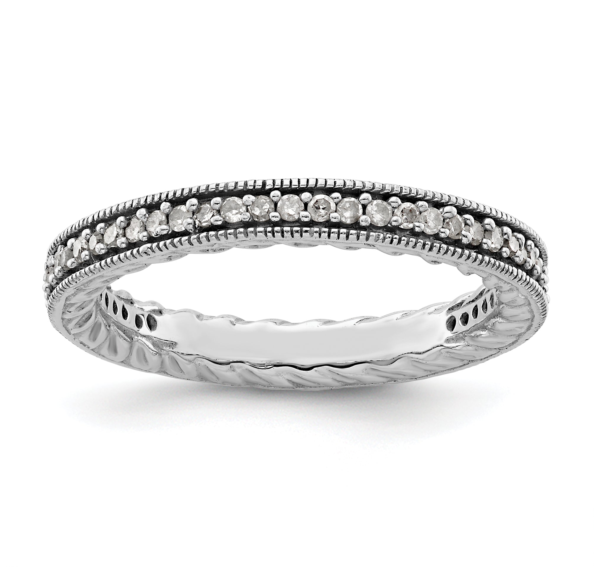 Sterling Silver Stackable Expressions Polished Diamond Ring Main image