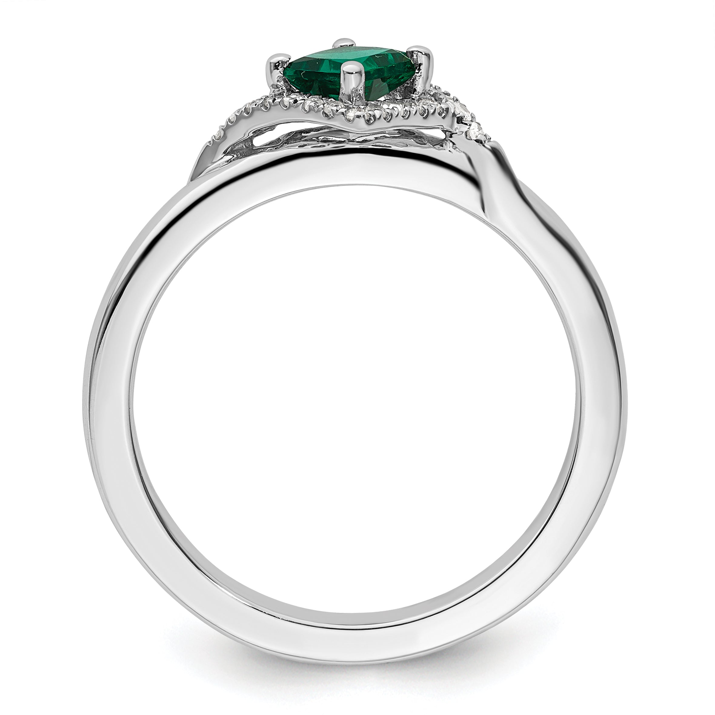 Sterling Silver Stackable Expressions Polished Cr. Emerald & Dia Ring Secondary image
