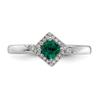 Sterling Silver Stackable Expressions Polished Cr. Emerald & Dia Ring