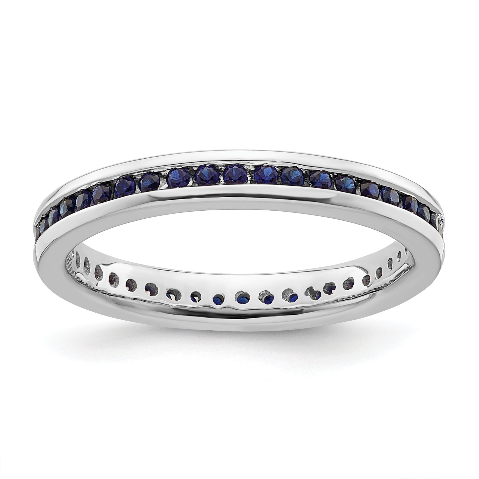 Sterling Silver Stackable Expressions Polished Created Sapphire Ring Main image