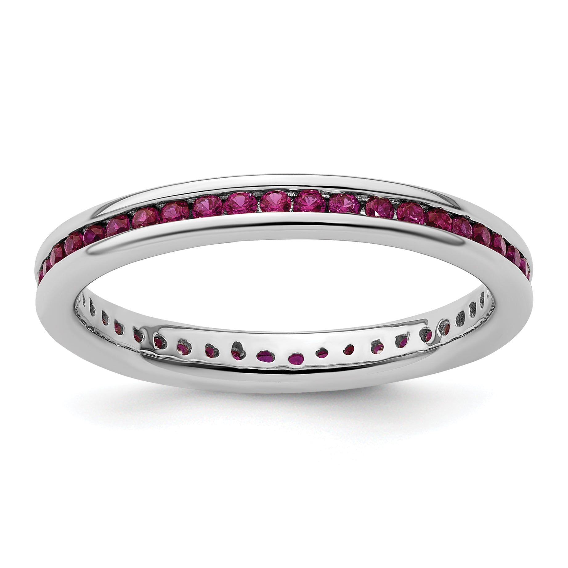Sterling Silver Stackable Expressions Polished Created Ruby Ring Main image