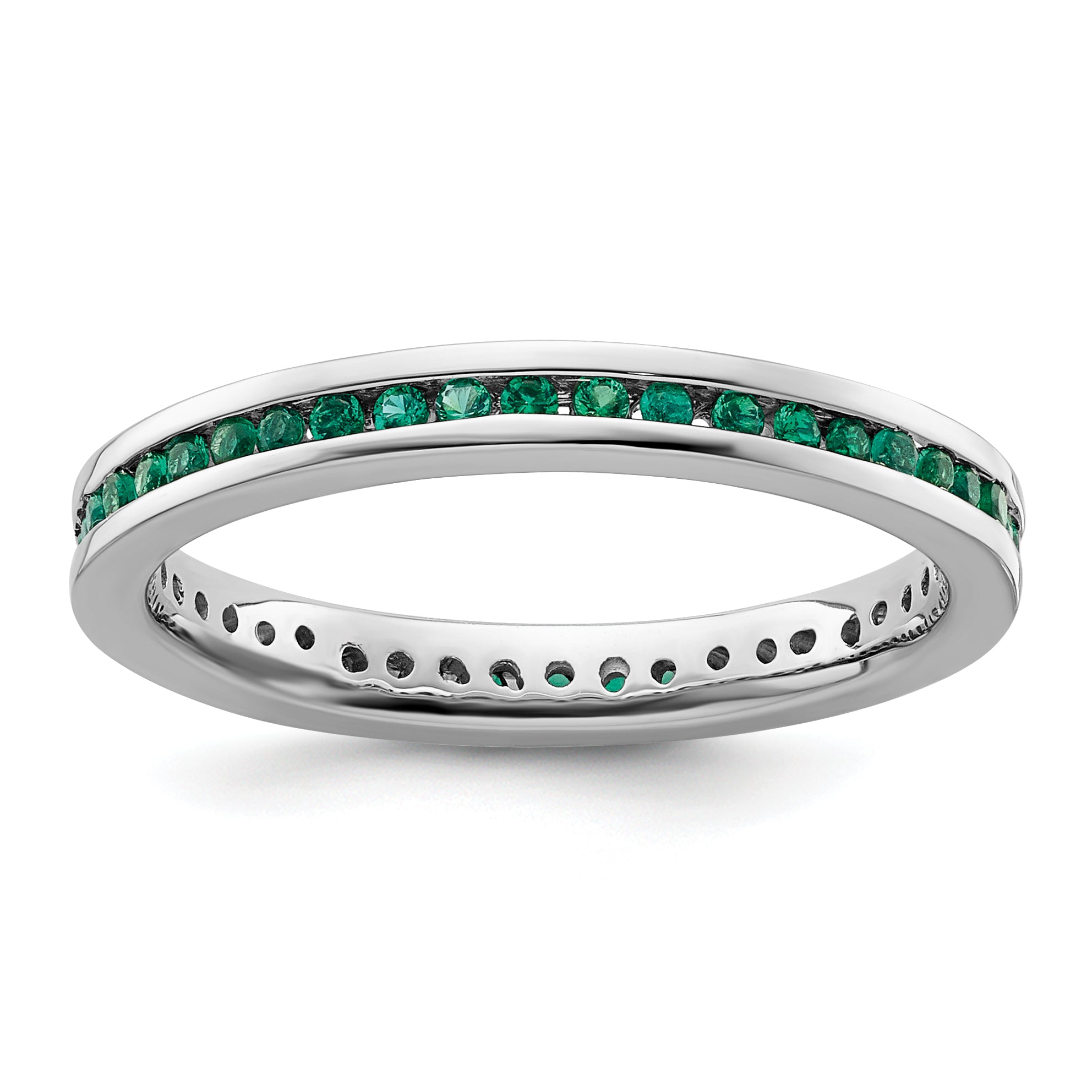 Sterling Silver Stackable Expressions Polished Created Emerald Ring Main image