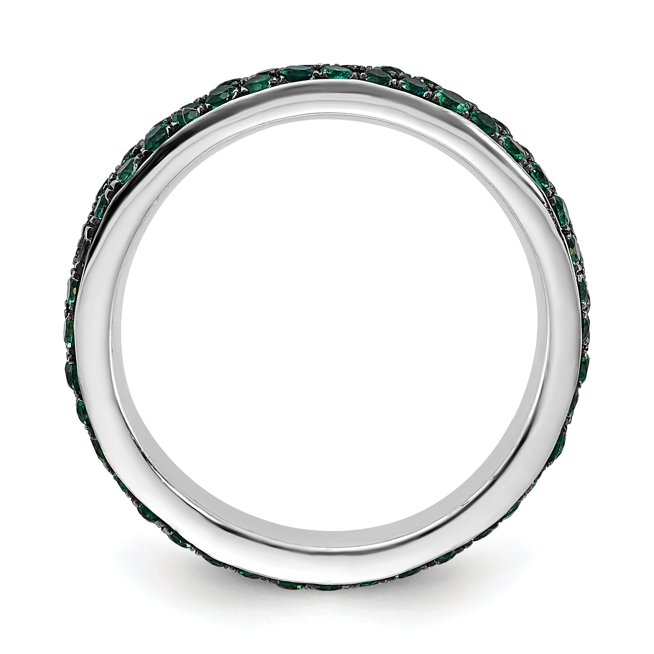 Sterling Silver Stackable Expressions Polished Created Emerald Ring