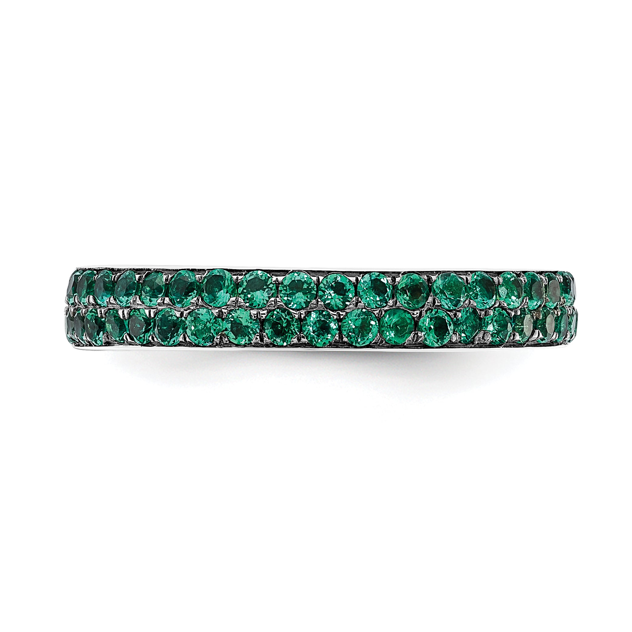 Sterling Silver Stackable Expressions Polished Created Emerald Ring