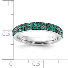 Sterling Silver Stackable Expressions Polished Created Emerald Ring