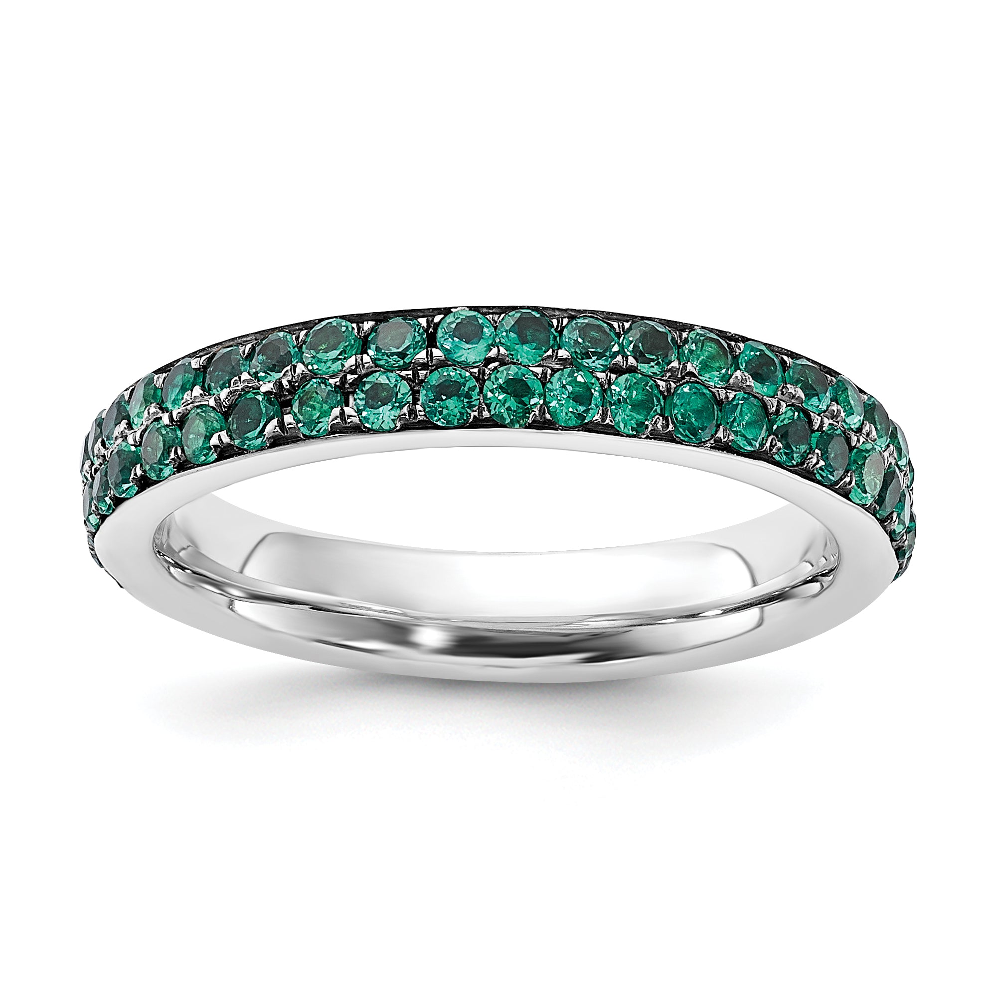 Sterling Silver Stackable Expressions Polished Created Emerald Ring Main image