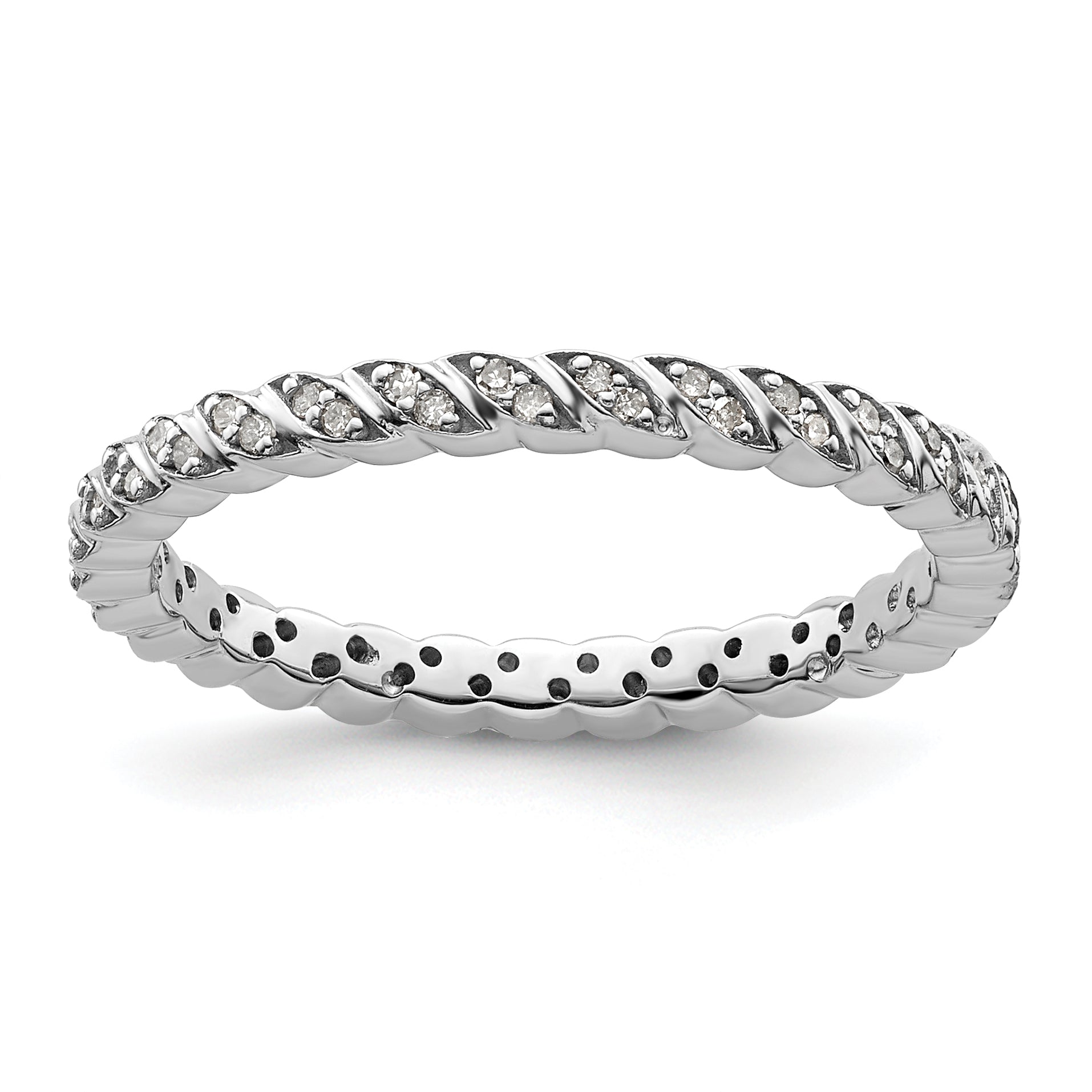 Sterling Silver Stackable Expressions Polished Diamond Ring Main image