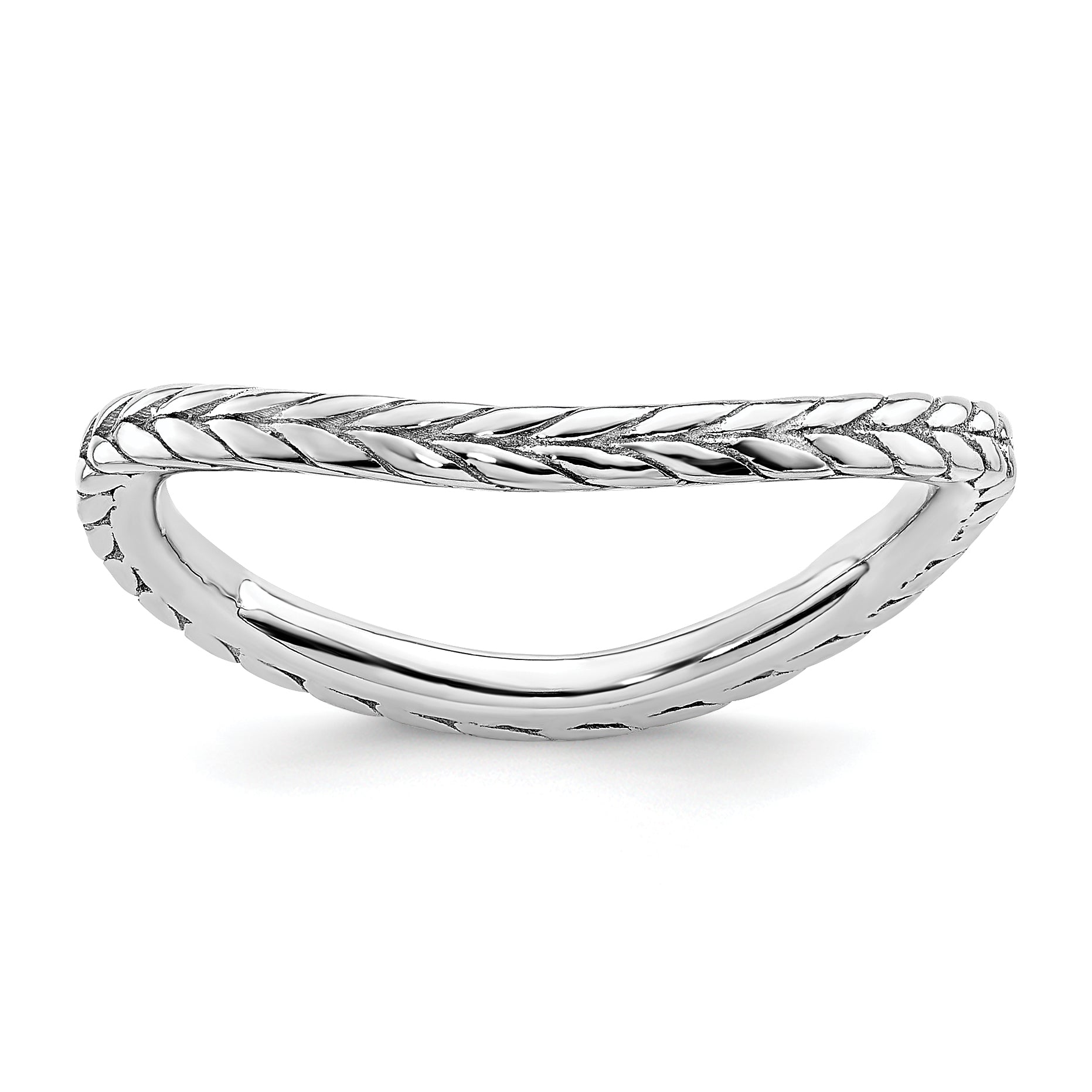 Sterling Silver Stackable Expressions Polished Rhodium-plated Wave Ring Main image