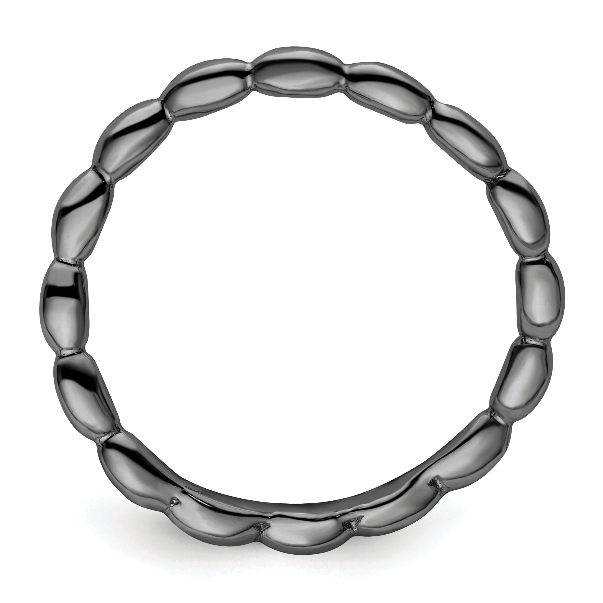 Black-Plated Wave Stackable Ring in Sterling Silver Secondary image