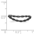 Sterling Silver Stackable Expressions Polished Black-plate Wave Ring