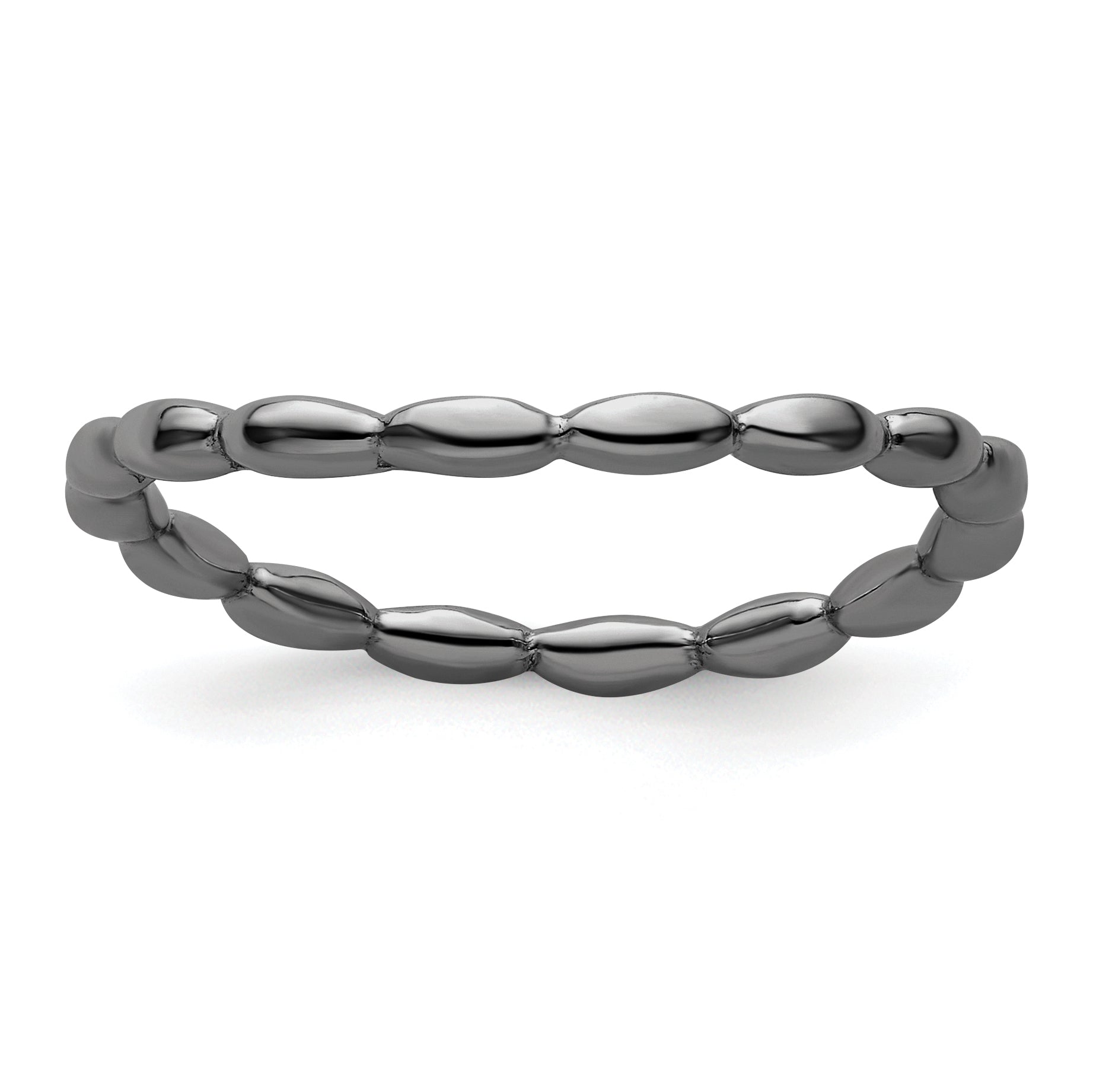 Sterling Silver Stackable Expressions Polished Black-plate Wave Ring Main image