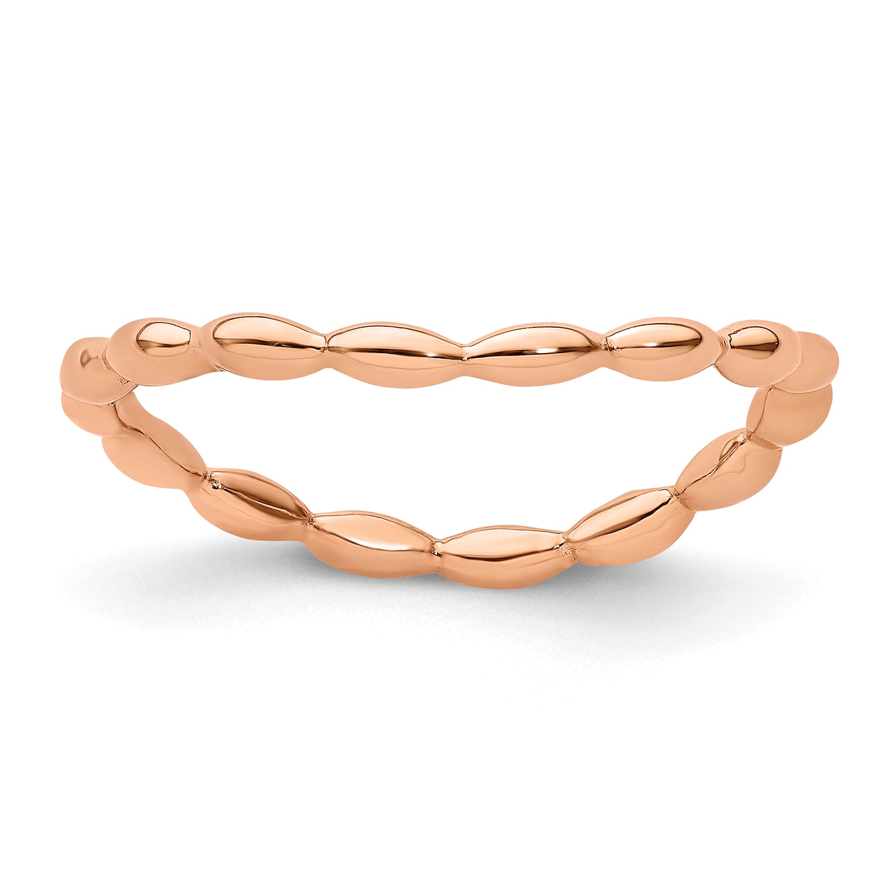 Sterling Silver Stackable Expressions Polished Pink-plate Wave Ring Main image