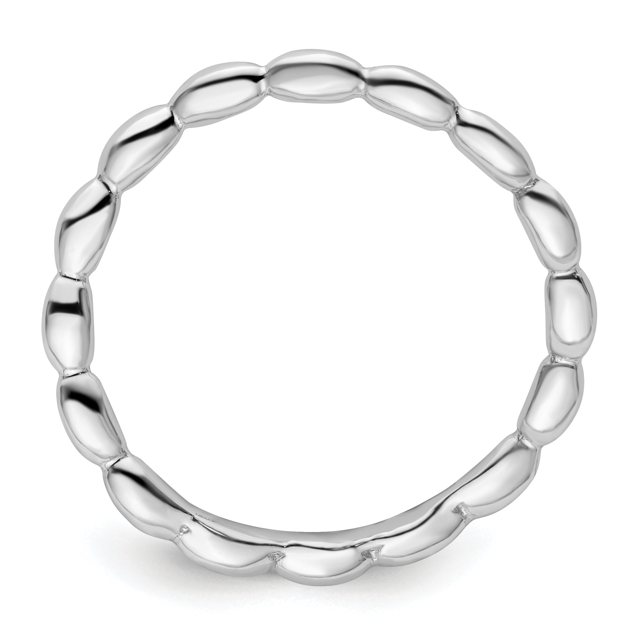 Sterling Silver Stackable Expressions Polished Rhodium-plate Wave Ring Secondary image