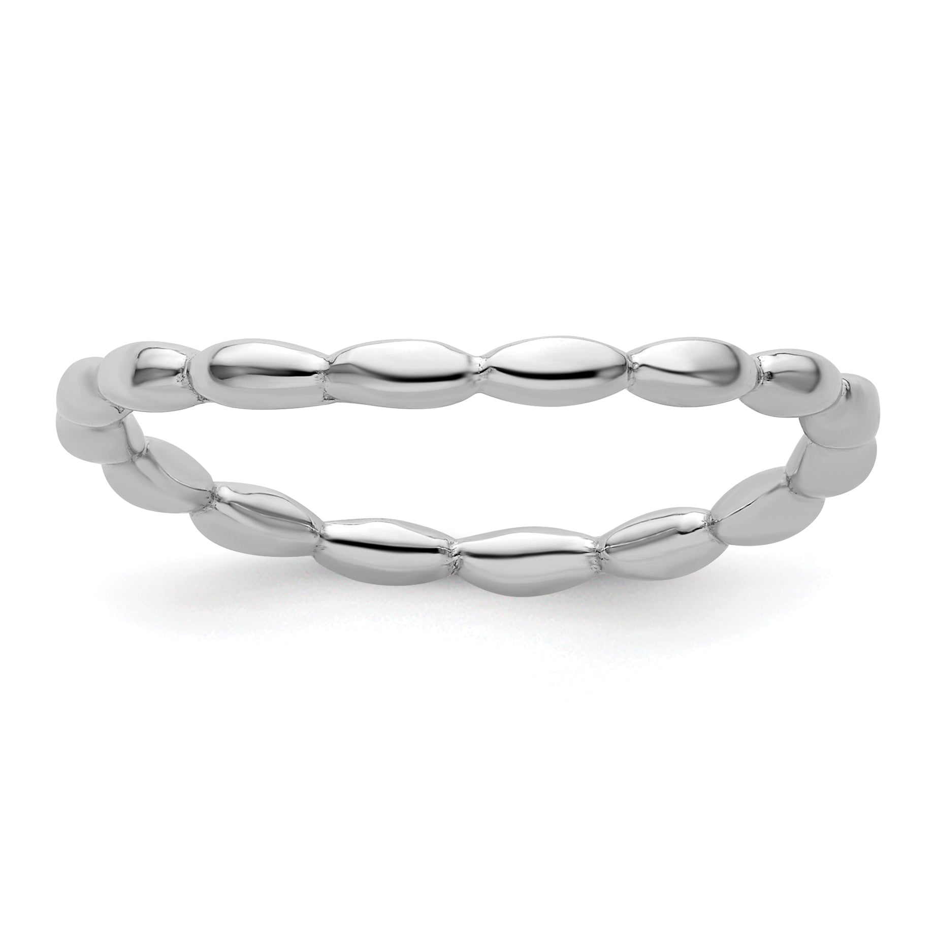 Sterling Silver Stackable Expressions Polished Rhodium-plate Wave Ring Main image