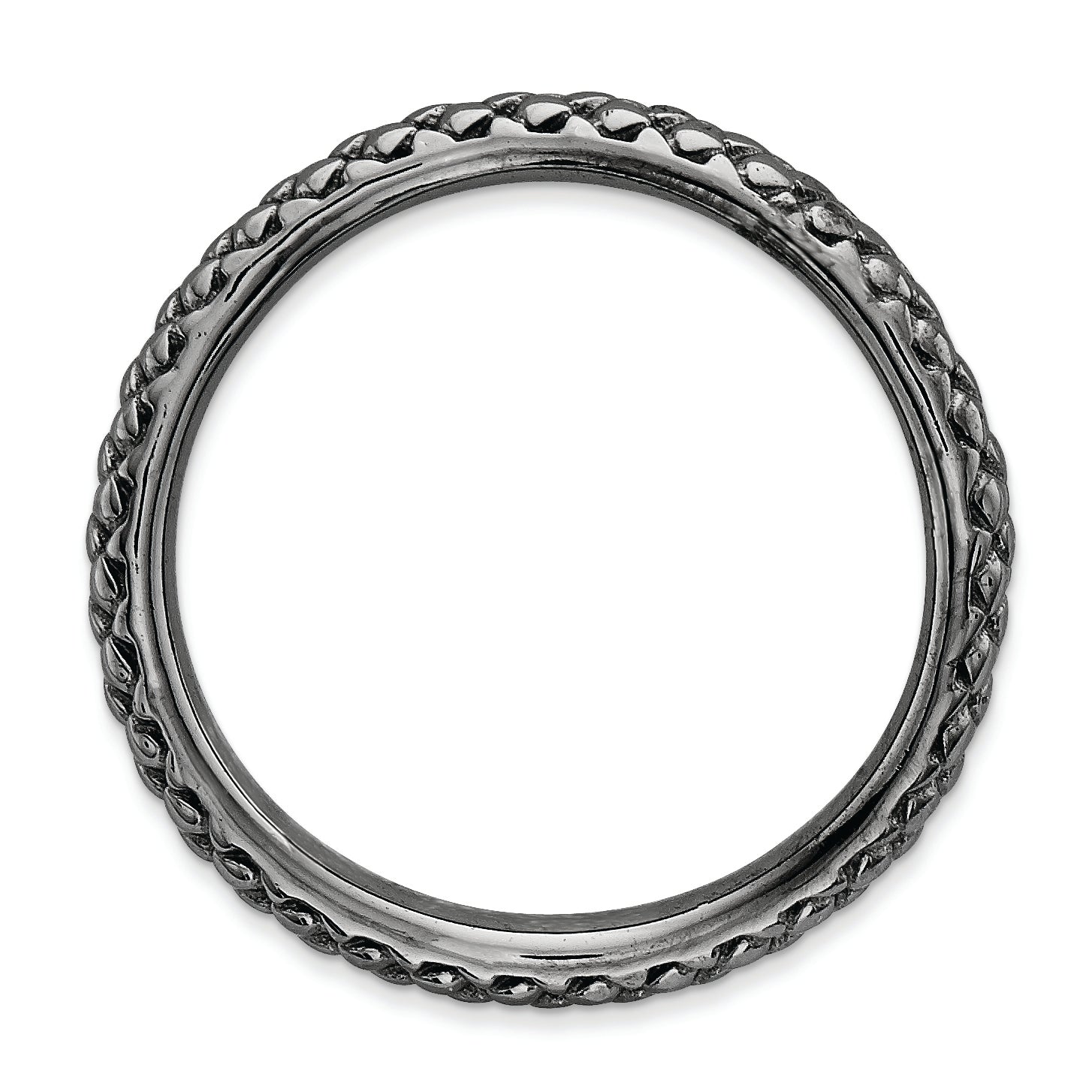 Black-Plated Wave Stackable Ring in Sterling Silver Secondary image