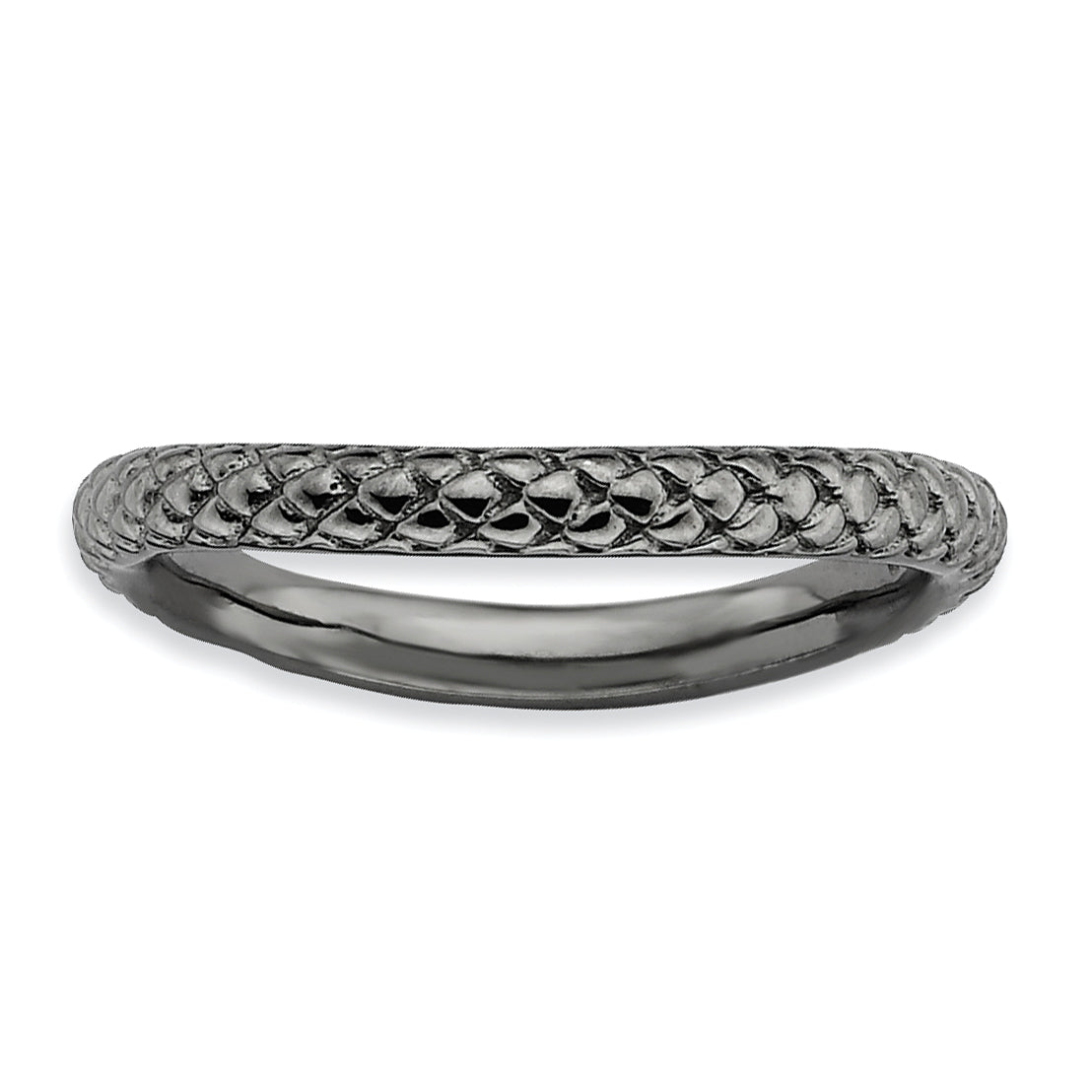 Sterling Silver Stackable Expressions Polished Black-plate Wave Ring Main image