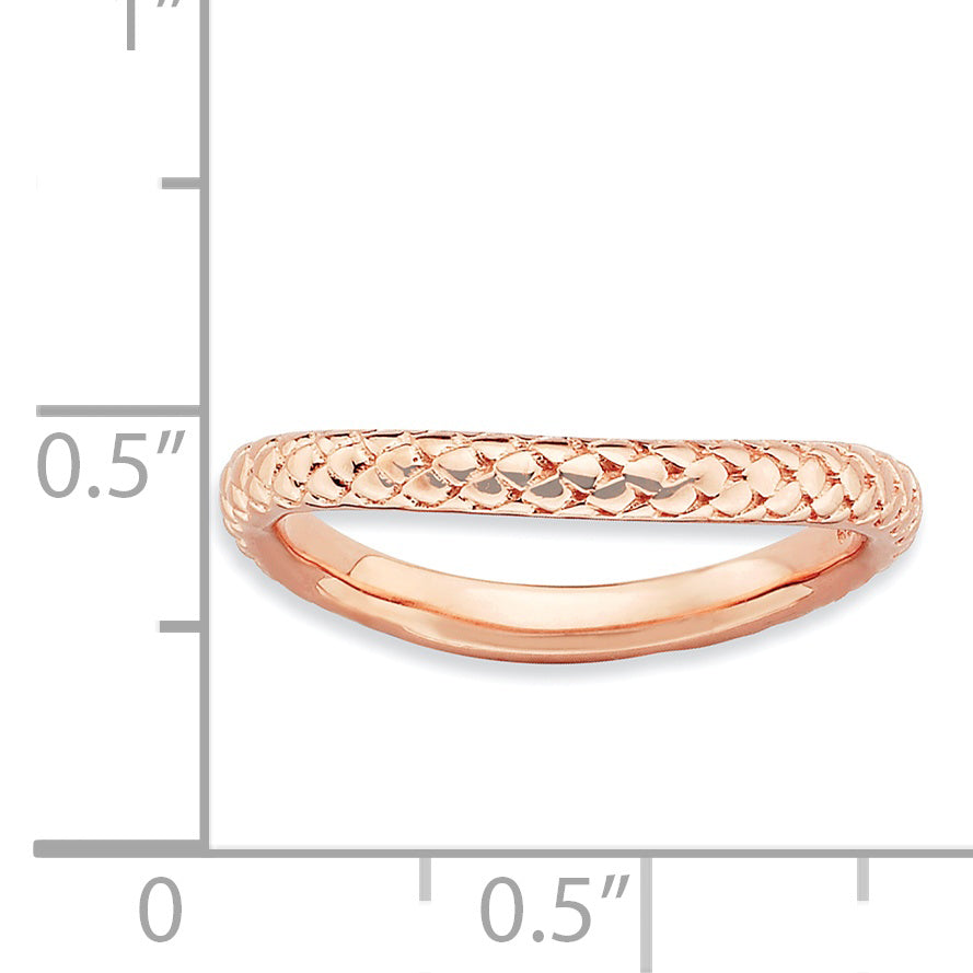 Sterling Silver Stackable Expressions Polished Pink-plate Wave Ring