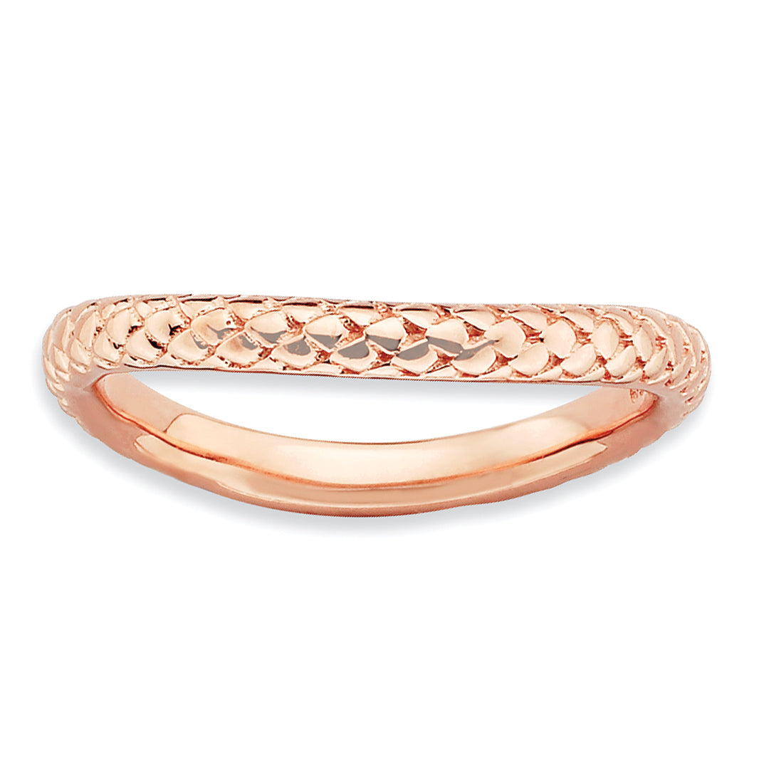 Sterling Silver Stackable Expressions Polished Pink-plate Wave Ring Main image