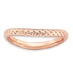 Sterling Silver Stackable Expressions Polished Pink-plate Wave Ring