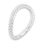 Sterling Silver Stackable Expressions Polished Rhodium-plate Wave Ring