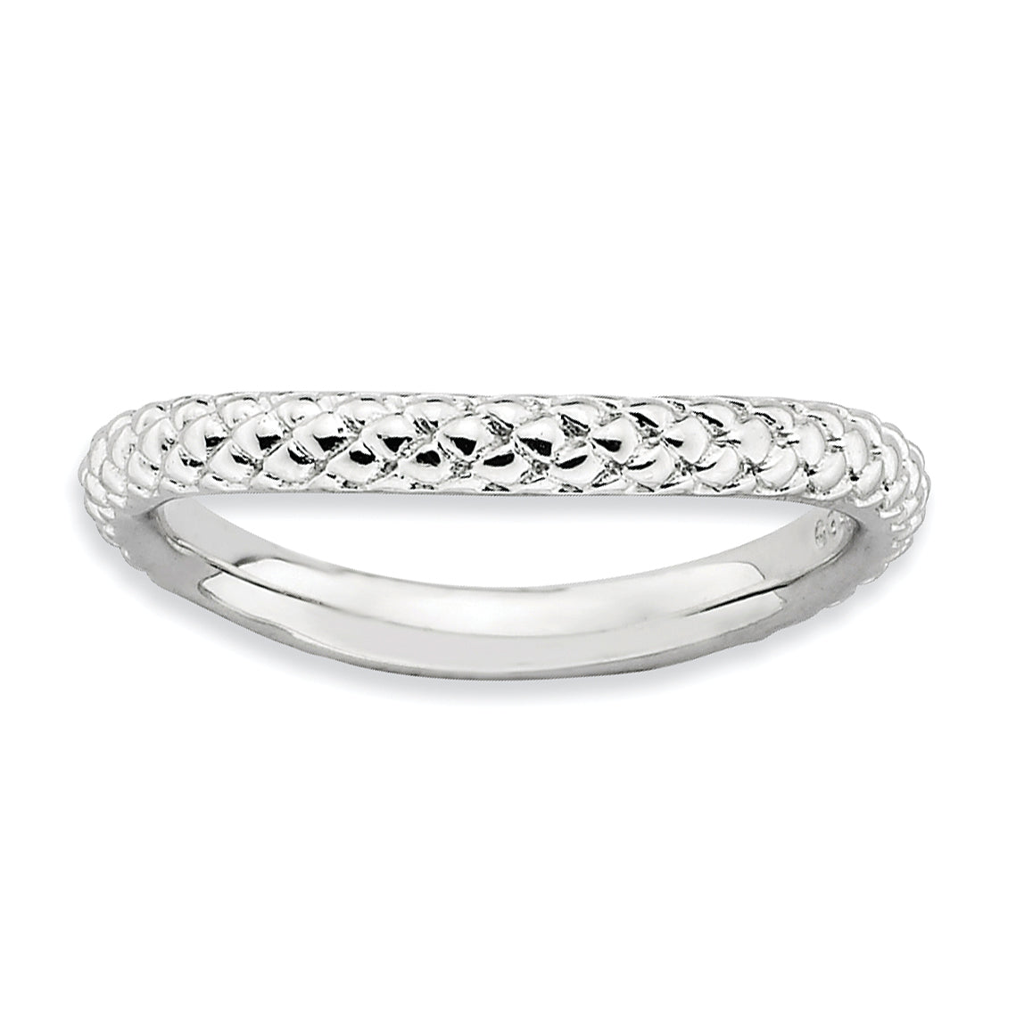 Sterling Silver Stackable Expressions Polished Rhodium-plate Wave Ring Main image