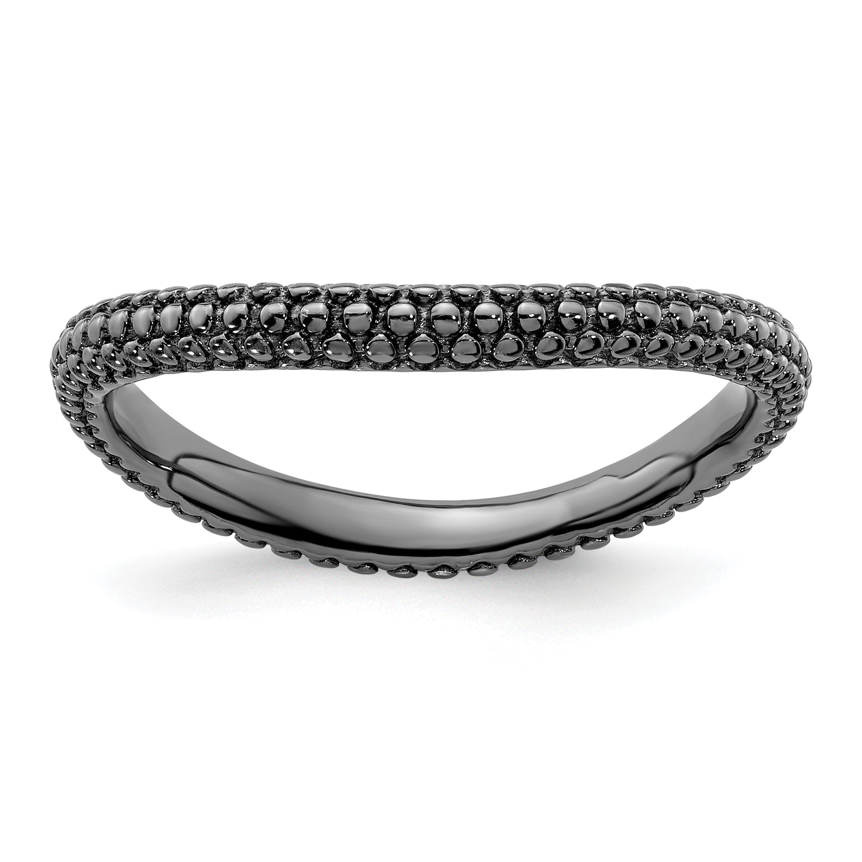 Sterling Silver Stackable Expressions Polished Black-plated Wave Ring Main image