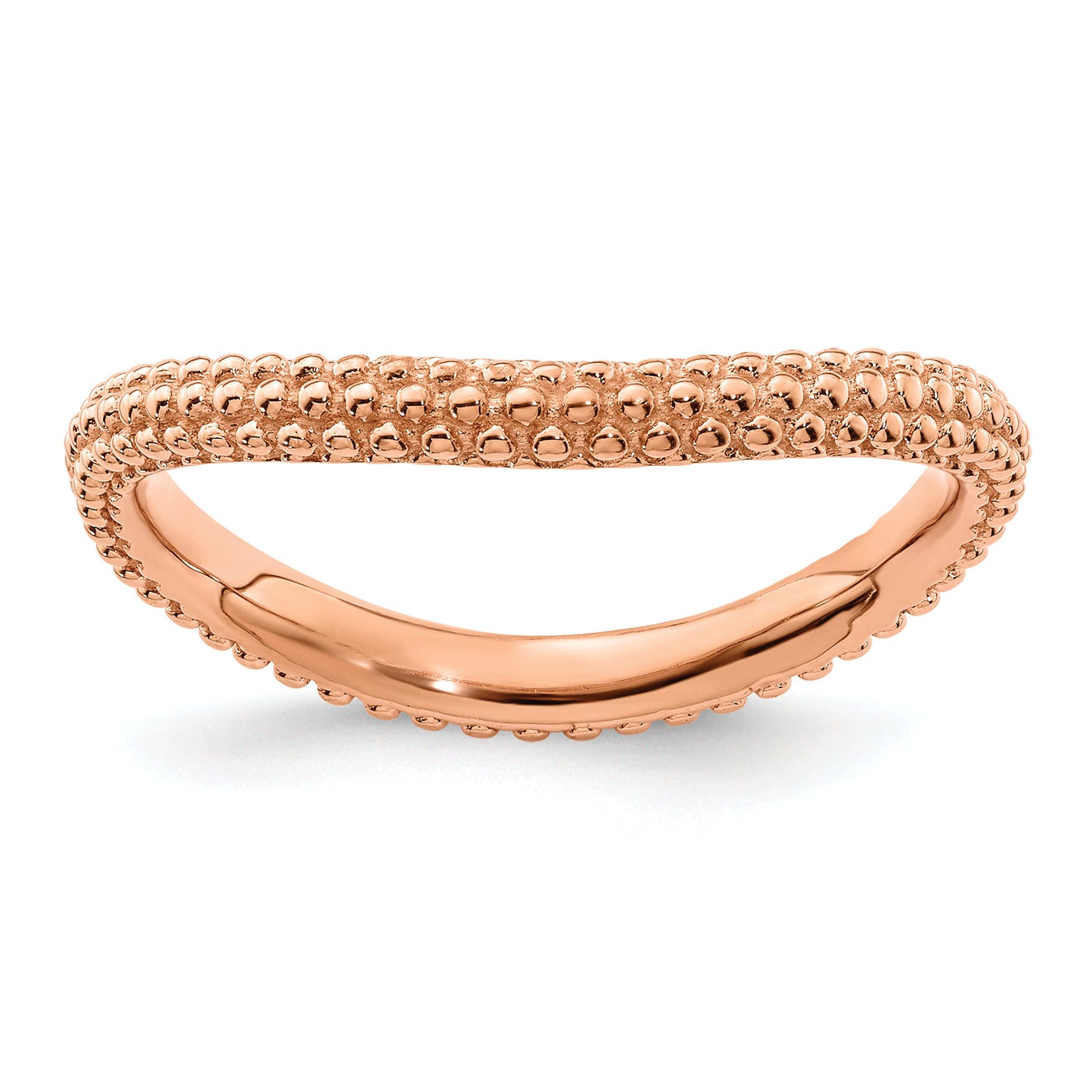 Sterling Silver Stackable Expressions Polished Pink-plated Wave Ring Main image