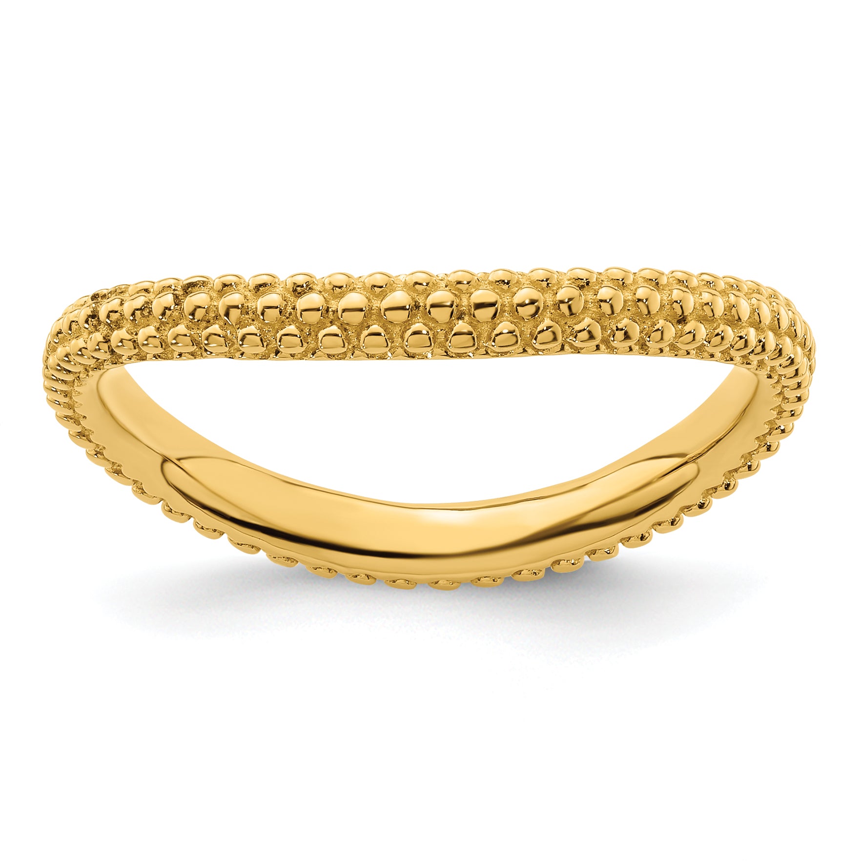 Sterling Silver Stackable Expressions Polished Gold-plated Wave Ring Main image