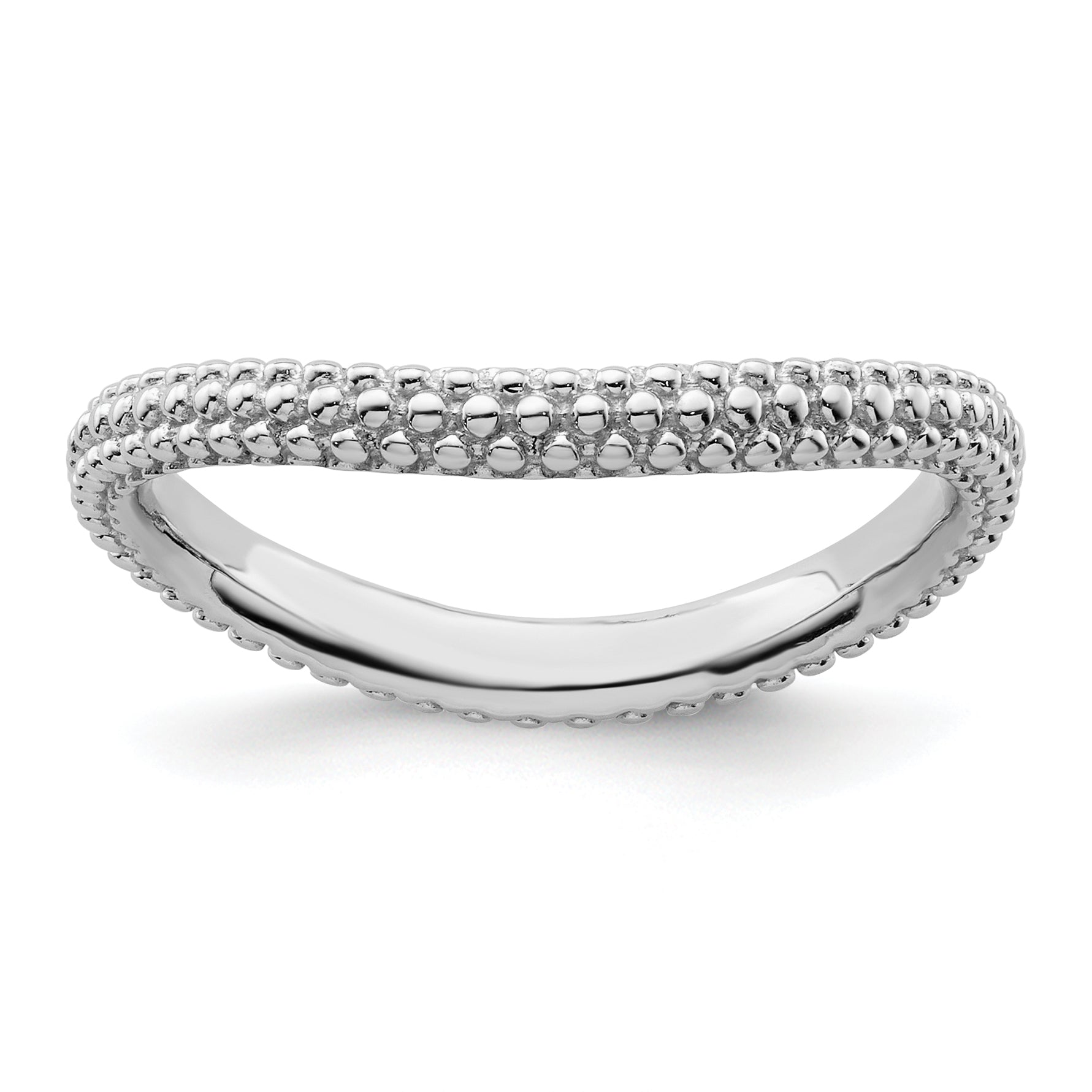 Sterling Silver Stackable Expressions Polished Rhodium-plated Wave Ring Main image