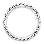 Sterling Silver Stackable Expressions Polished Rhodium-plate Wave Ring