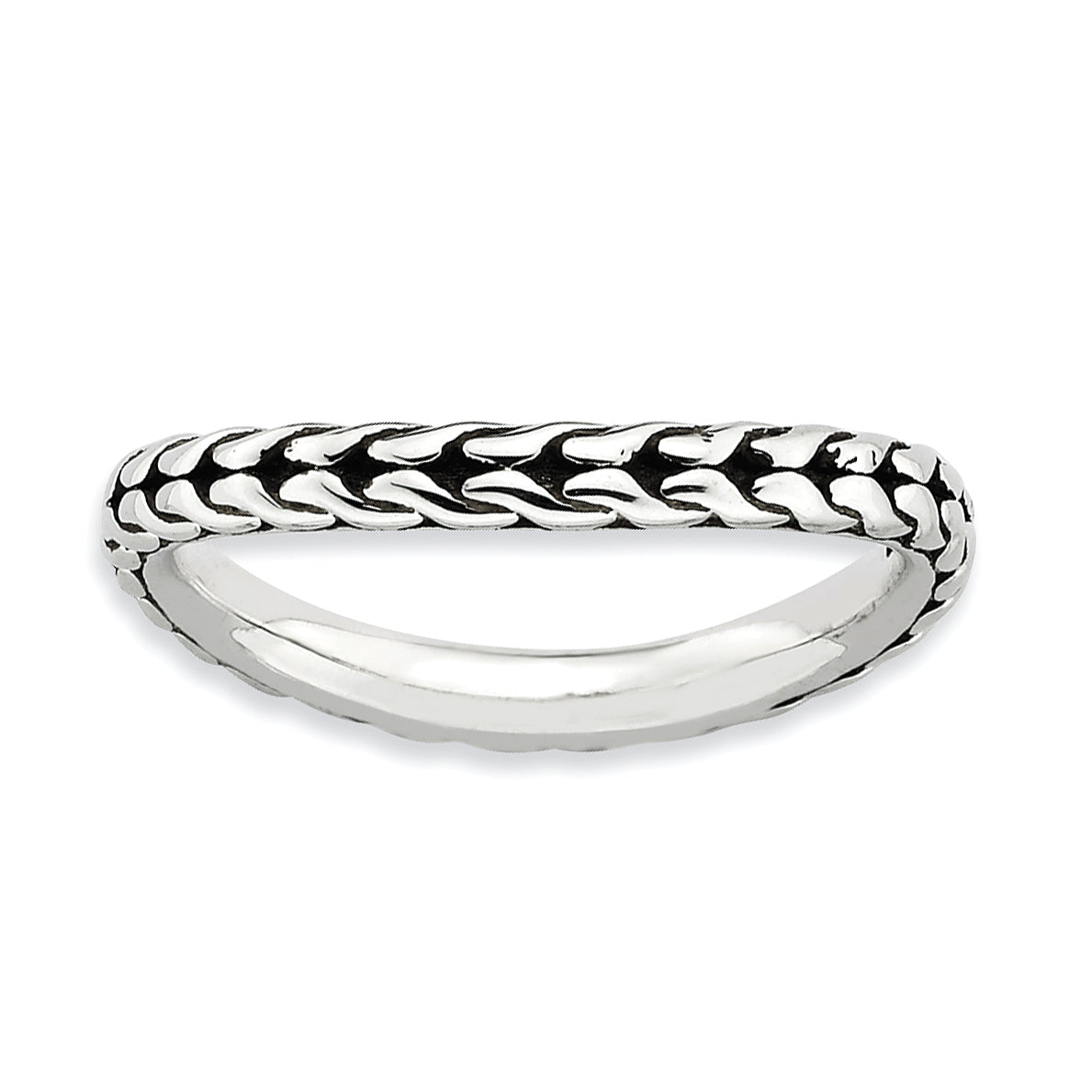Sterling Silver Stackable Expressions Antiqued Wave Ring Main image