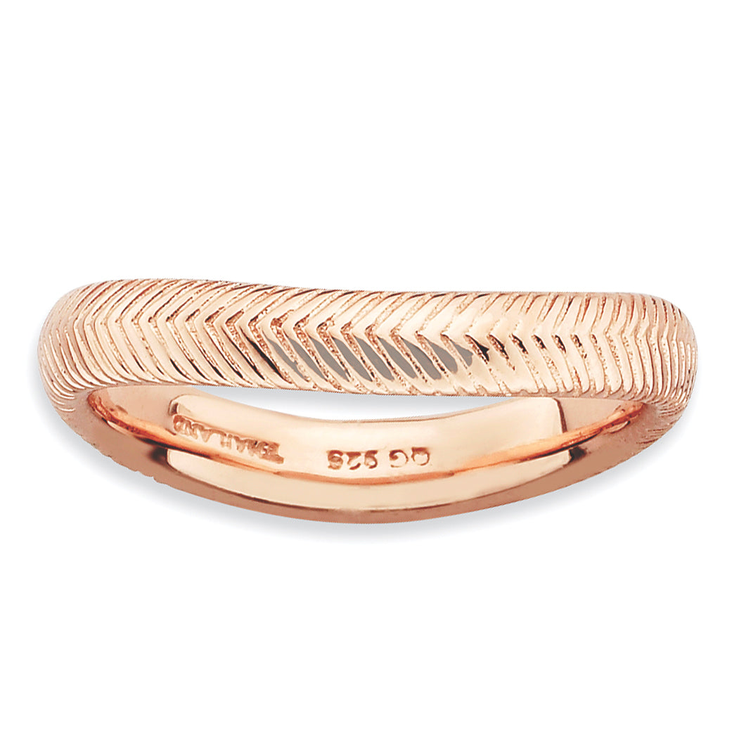 Sterling Silver Stackable Expressions Polished Pink-plate Wave Ring