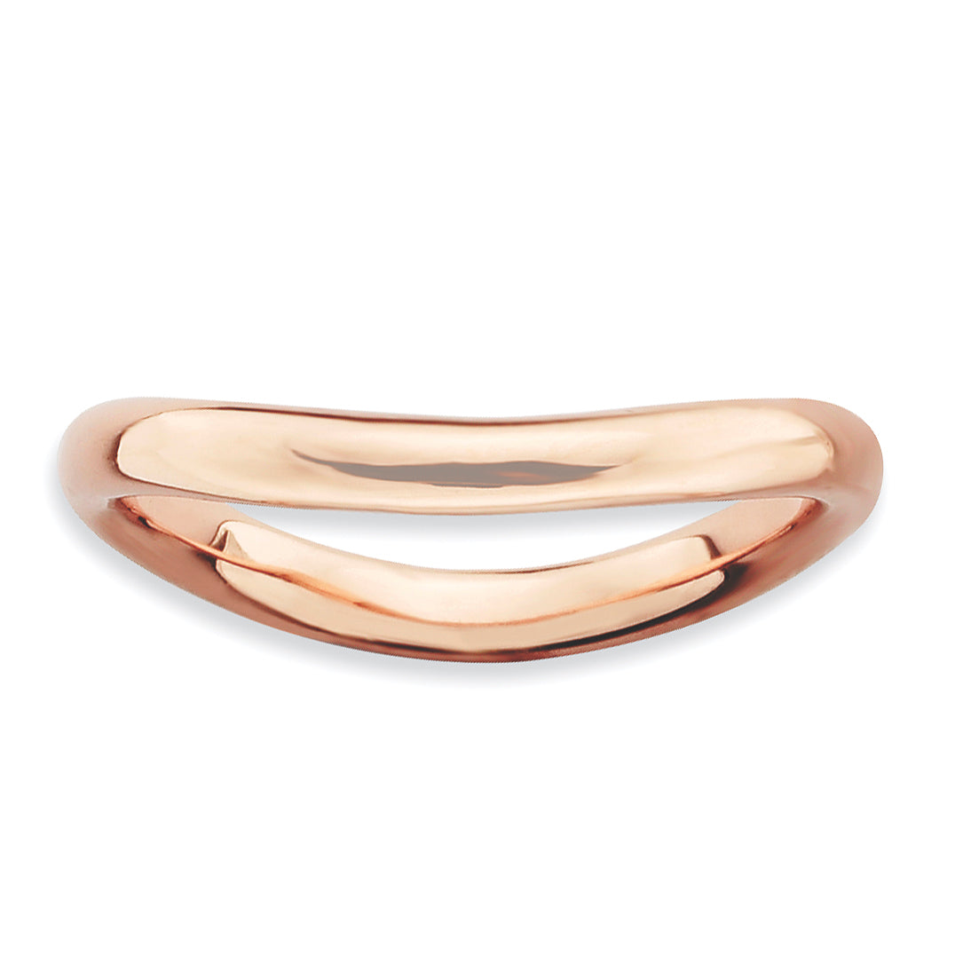 Sterling Silver Stackable Expressions Polished Pink-plate Wave Ring Main image