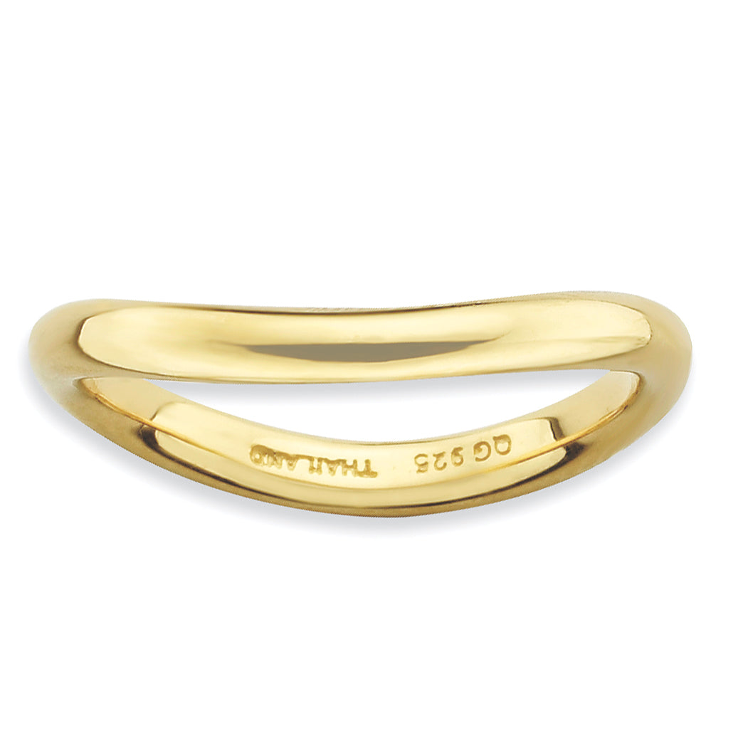 Sterling Silver Stackable Expressions Polished Gold-plate Wave Ring Main image