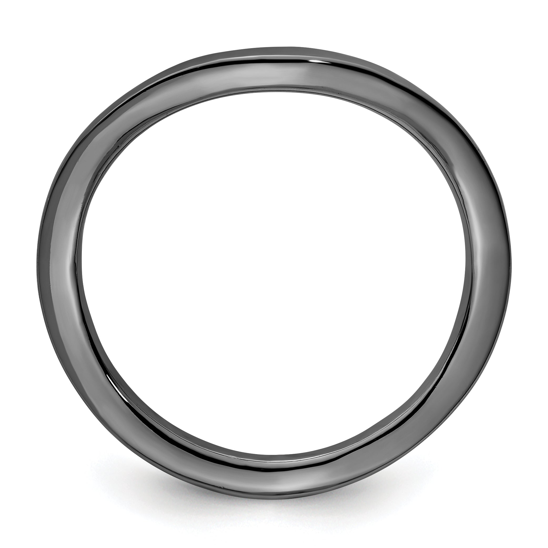 Sterling Silver Stackable Expressions Polished Black-plated Wave Ring Secondary image