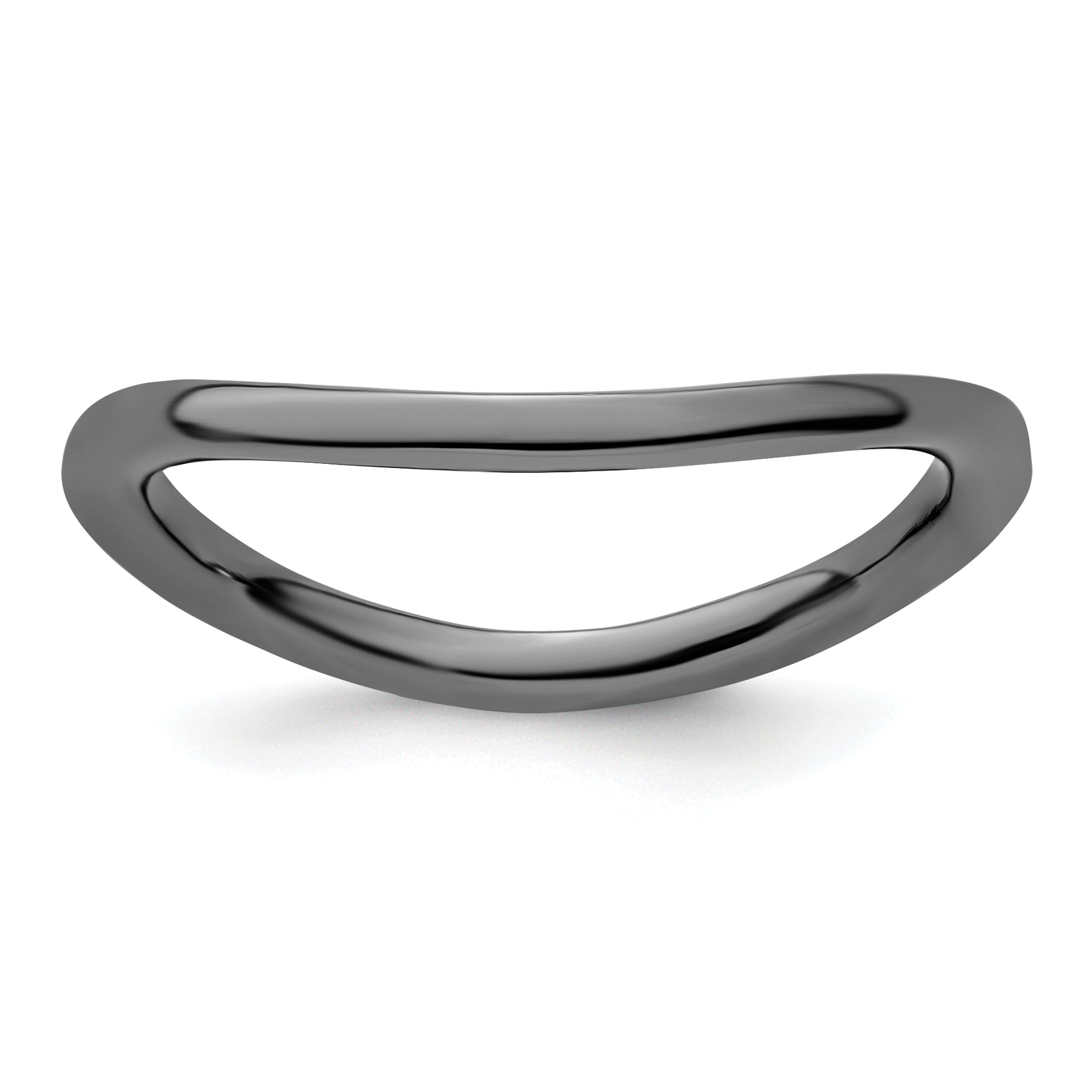 Sterling Silver Stackable Expressions Polished Black-plated Wave Ring Main image