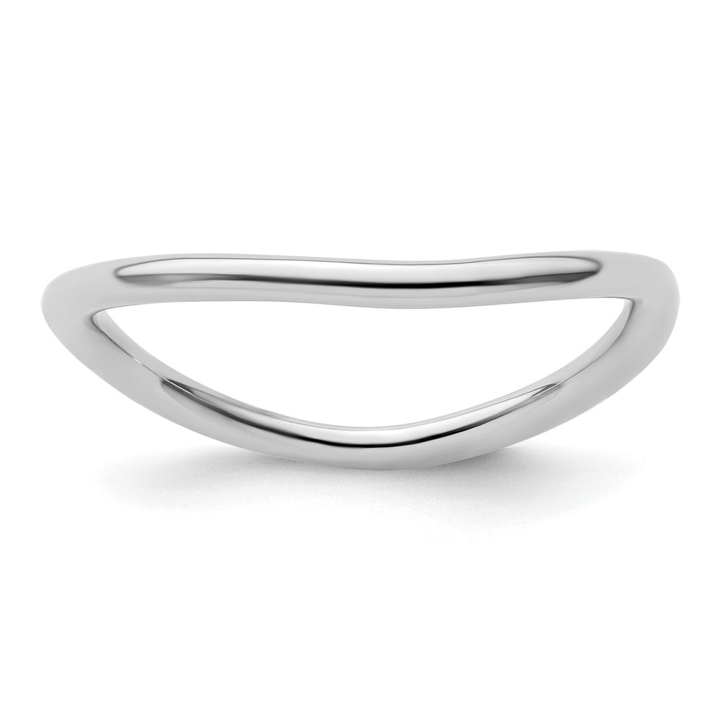 Sterling Silver Stackable Expressions Polished Rhodium-Plated Wave Ring