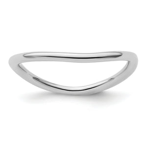 Sterling Silver Stackable Expressions Polished Rhodium-Plated Wave Ring, Size 5–9 - Sophia Jewelers