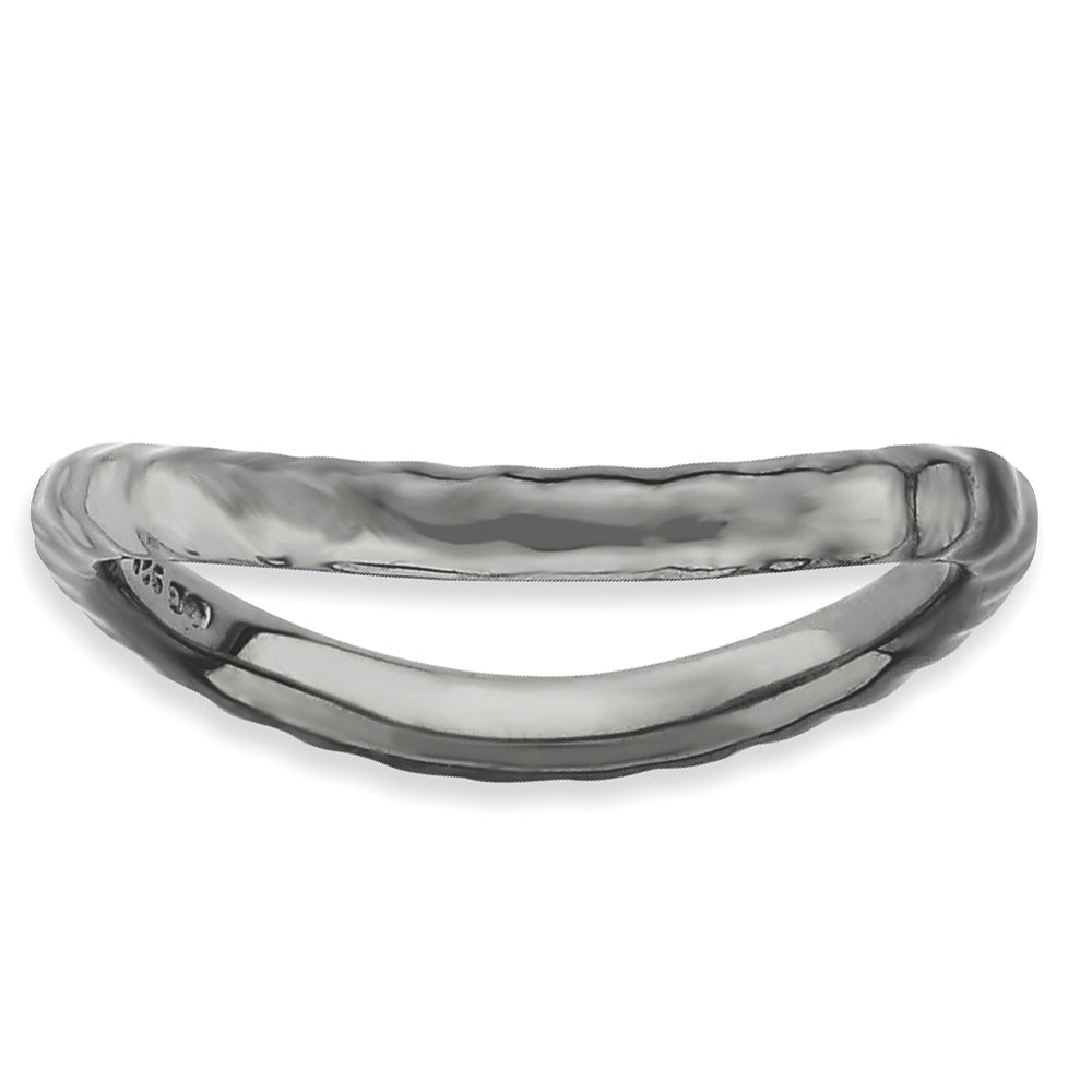 Sterling Silver Stackable Expressions Polished Black-plate Wave Ring Main image